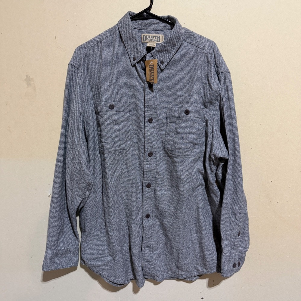 Duluth Trading Co Kennesaw Relaxed Fit Long Sleeve Shirt Grey Mens L NWT